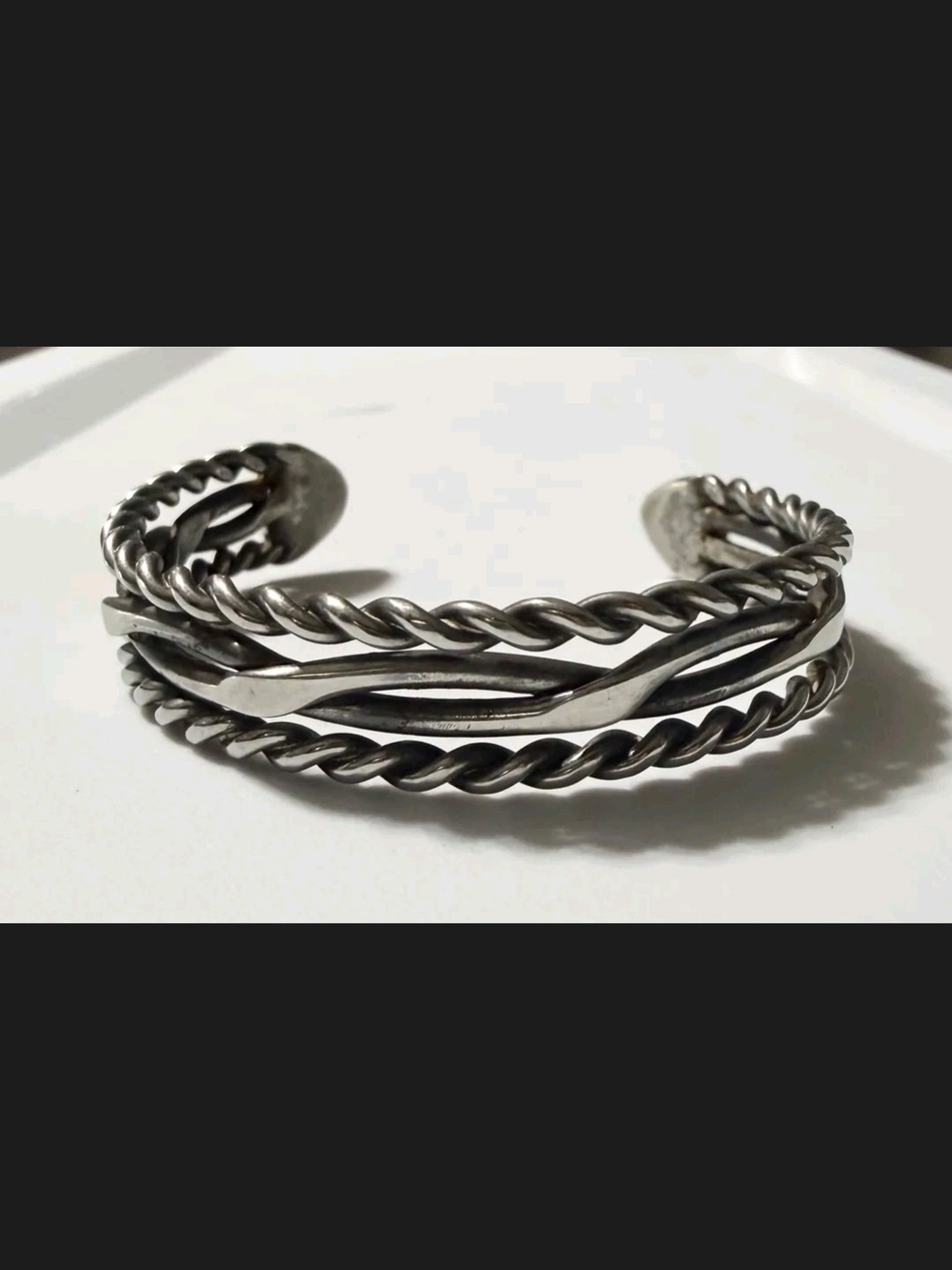 Twisted Rope Design Womens Multi-Strand Open Cuff Bracelet -Sterling Silver